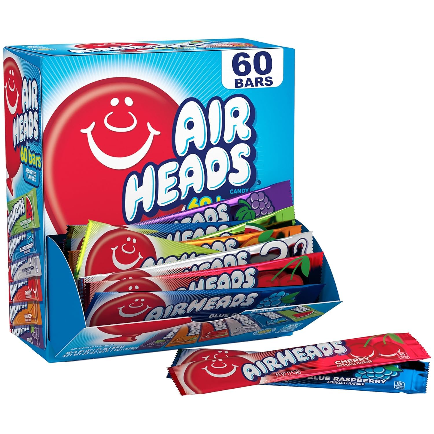 Airheads Candy Bars Variety Bulk Box - Non-Melting Fruit Taffy Gifts for Parties and Concessions  
Airheads Candy Bars V