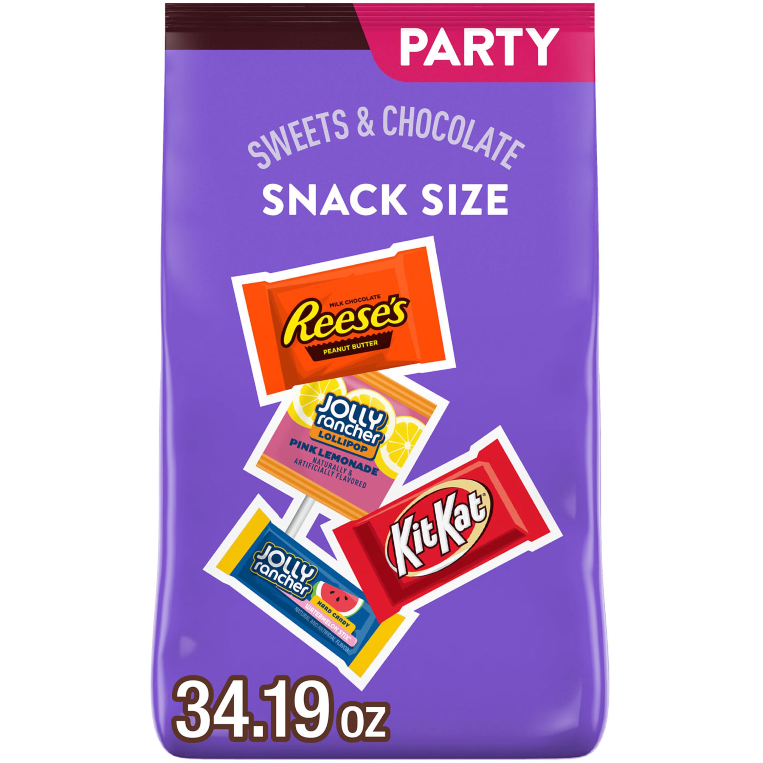 JOLLY RANCHER, KIT KAT and REESE'S Assorted Flavored Snack Size Candy Party Pack for Kids and Adults, Halloween Party S