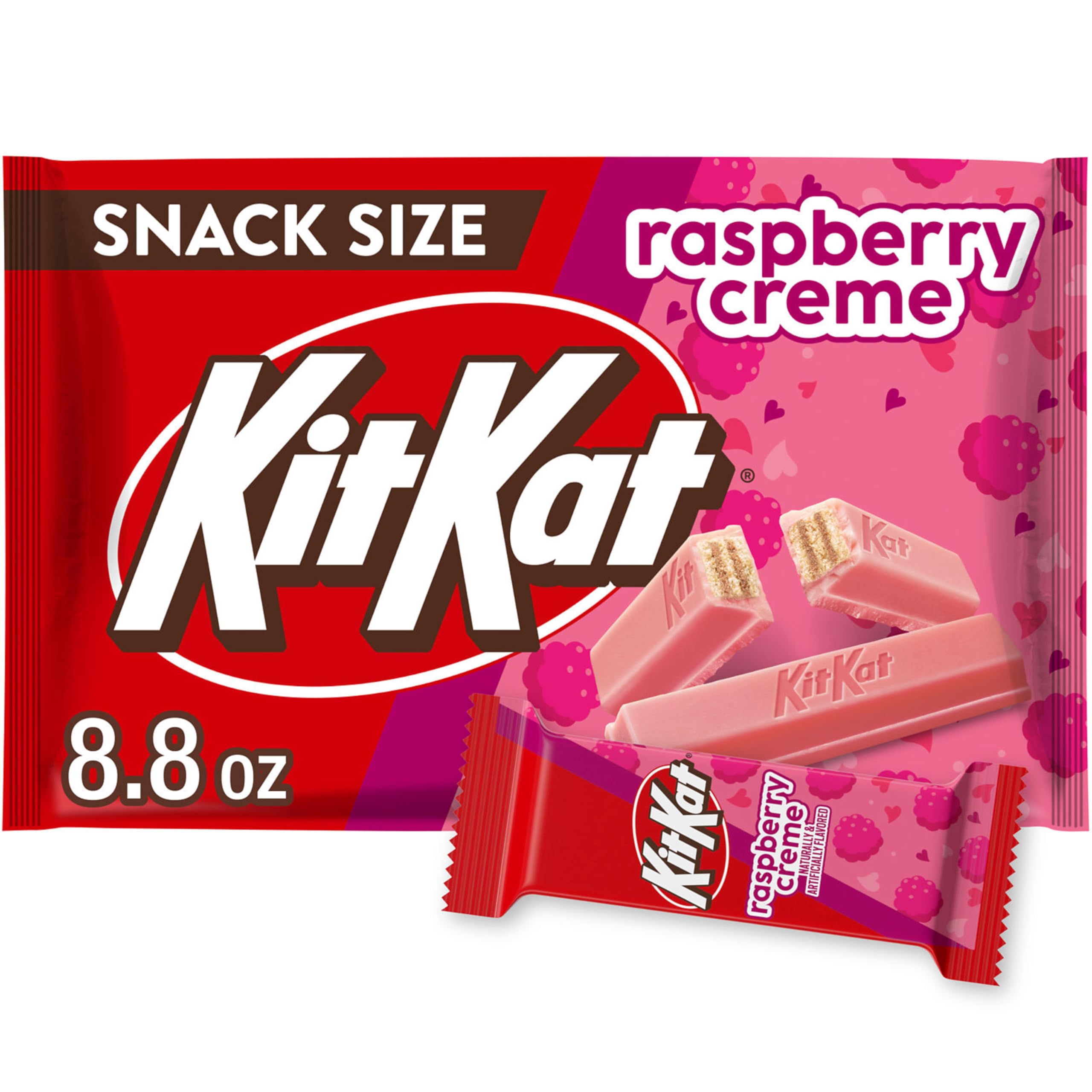 Kit Kat Raspberry Flavored Creme Wafer Snack for Valentine's Day, 8.8 oz Sweet Treat Bag