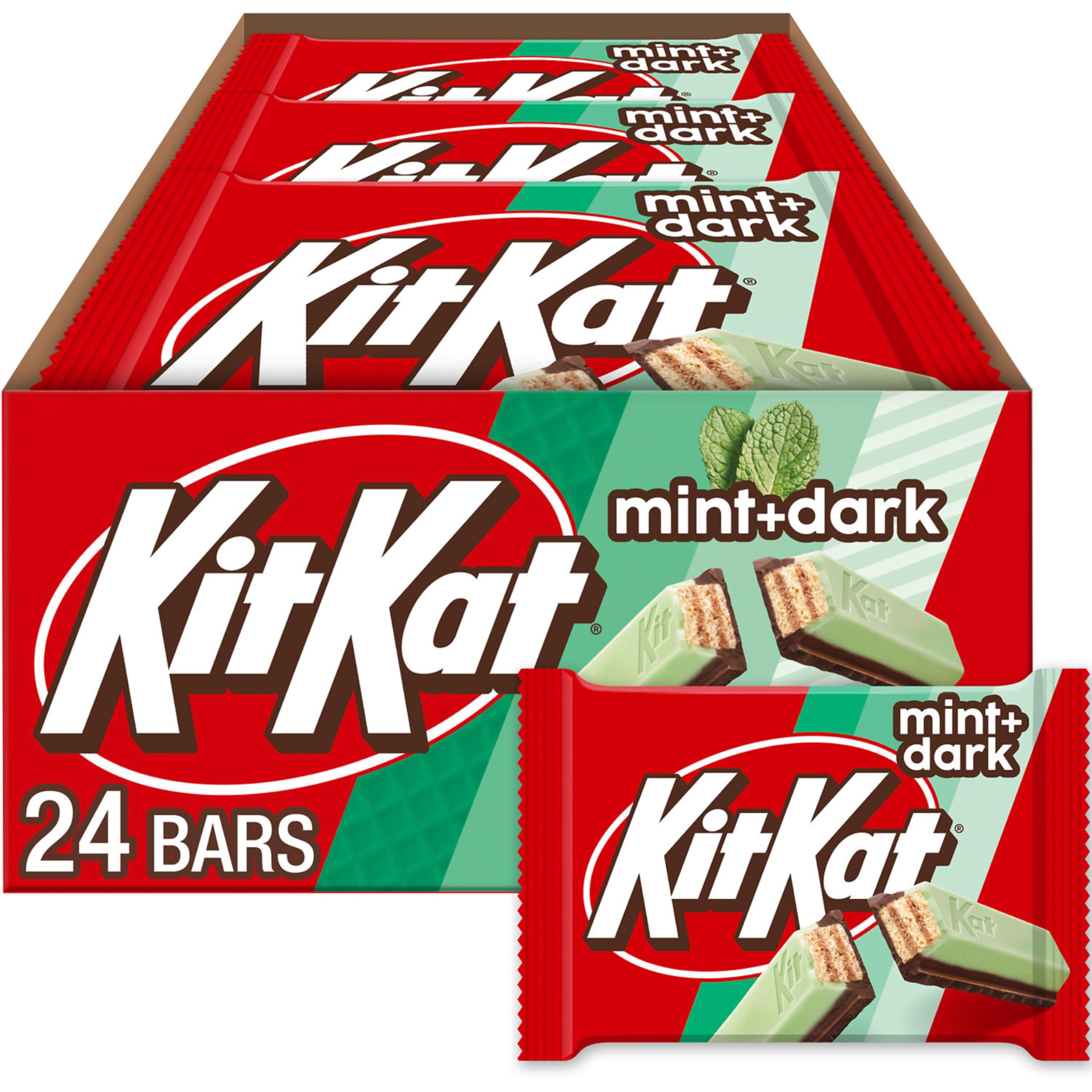 Kit Kat DUOS Dark Chocolate Mint Wafer Candy Bars for Adults, Snack Time, Ideal for Office Breaks, Rich Dark Chocolate a