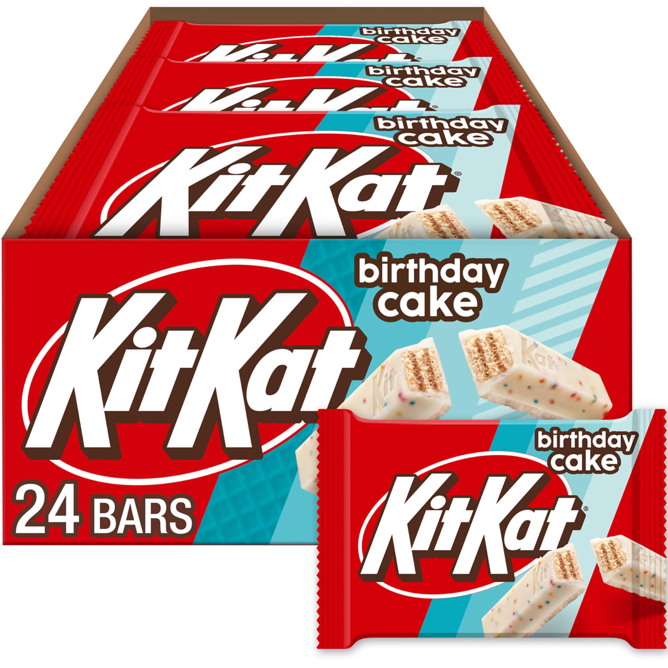 Kit Kat Birthday Cake Flavored Creme Candy Bars for Parties, Kids Birthday, Individually Wrapped Wafer Treats, 1.5 oz (2