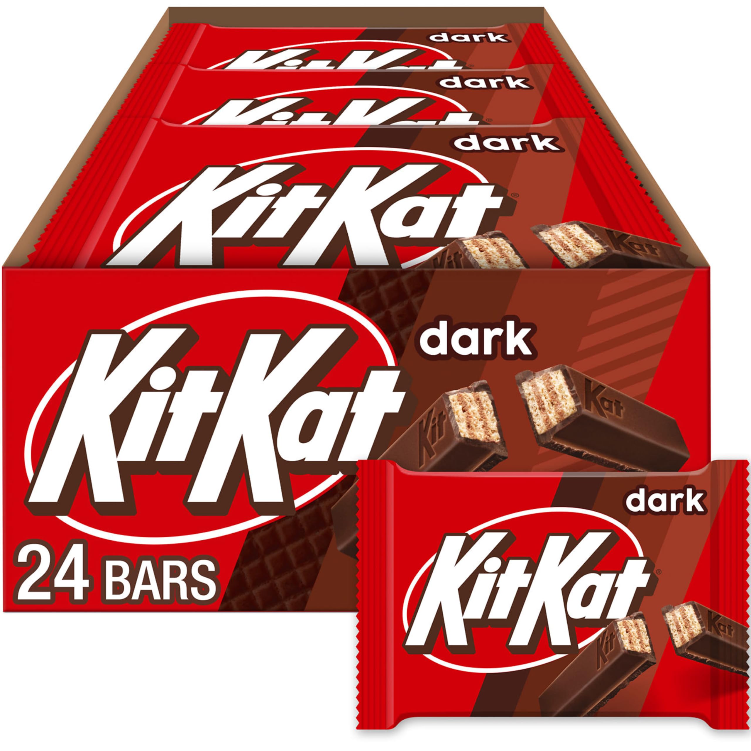 Kit Kat Dark Chocolate Wafer Candy Bars for Candy Lovers, Snack Time, Rich Dark Chocolate Flavor, 1.5 oz (24 Count)  
Ki