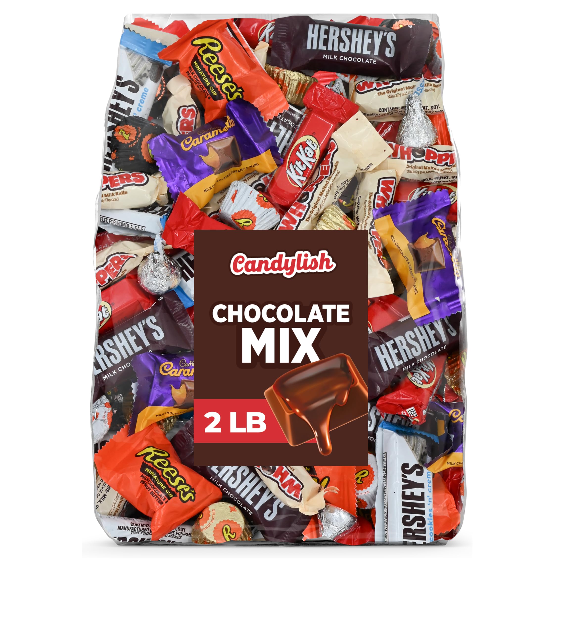 Chocolate Candy Mix - Bulk Assorted Individually Wrapped Full-Size and Miniature Chocolates, Including Hershey Bars and