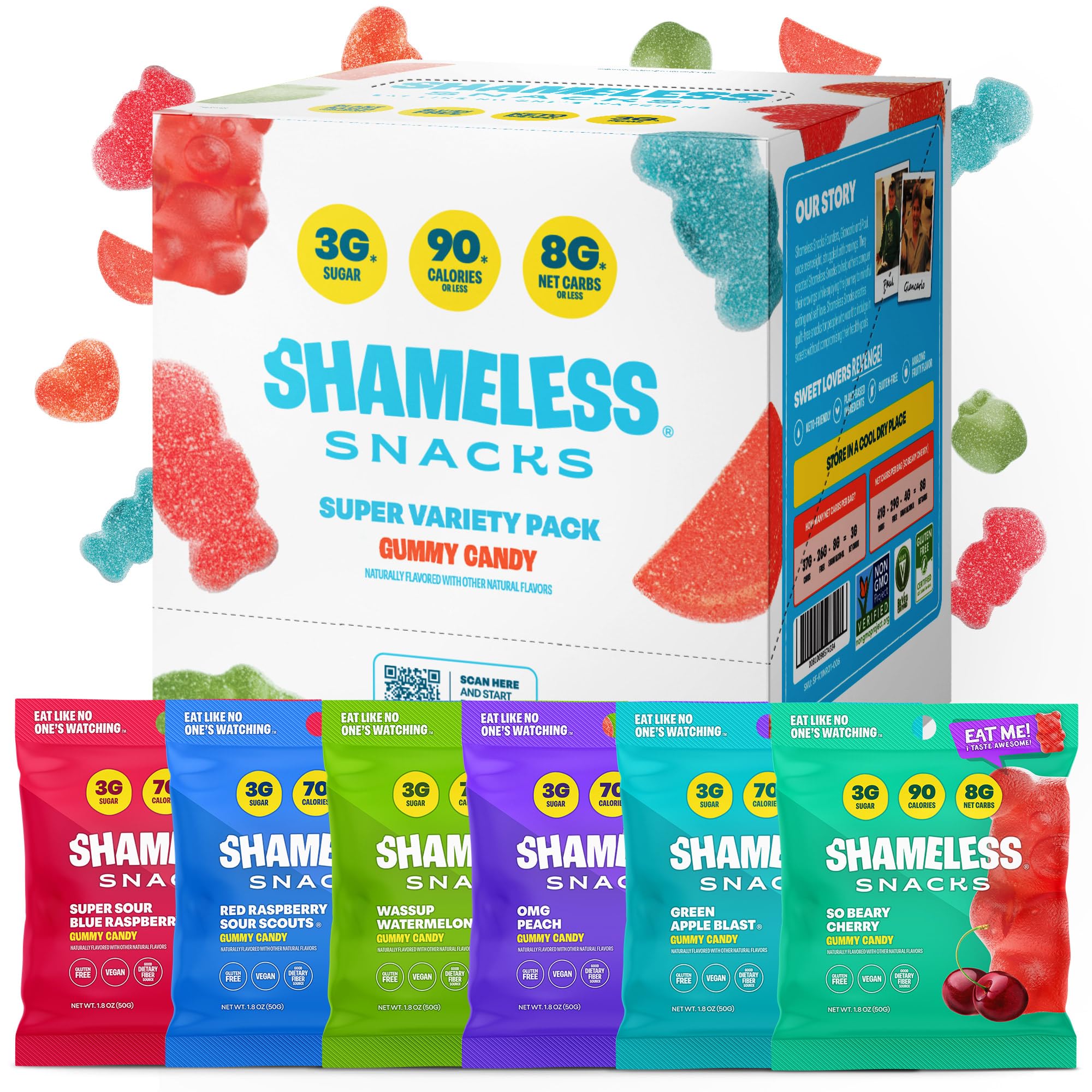 Shameless Snacks Healthy Low Calorie Keto Gummies for Low Carb Dieters - 6 Pack Variety
| Shameless Snacks Low Carb Ket